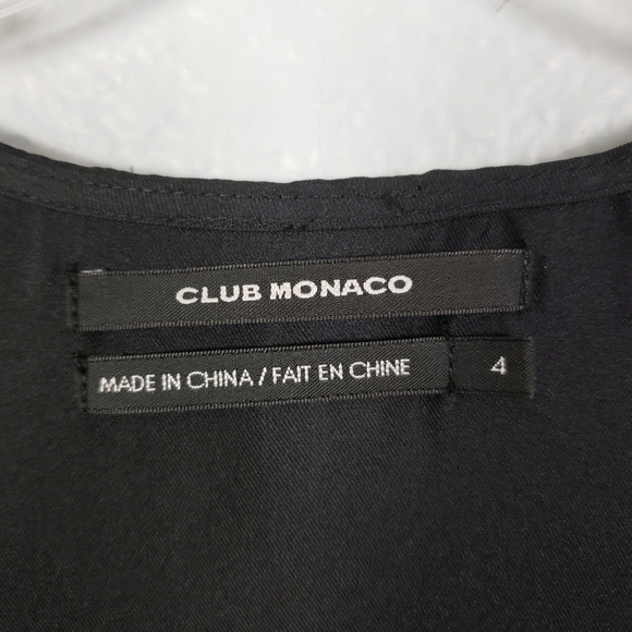 CLUB MONACO 100% Silk Racerback Pleated Shift Dress Sz 4 Black Formal Cocktail - Picture 11 of 11